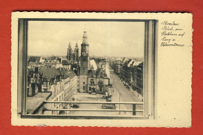  Ak Schlesien Breslau Blick vom Hochhaus auf Ring u.Ohlauerstrasse n.gel.   