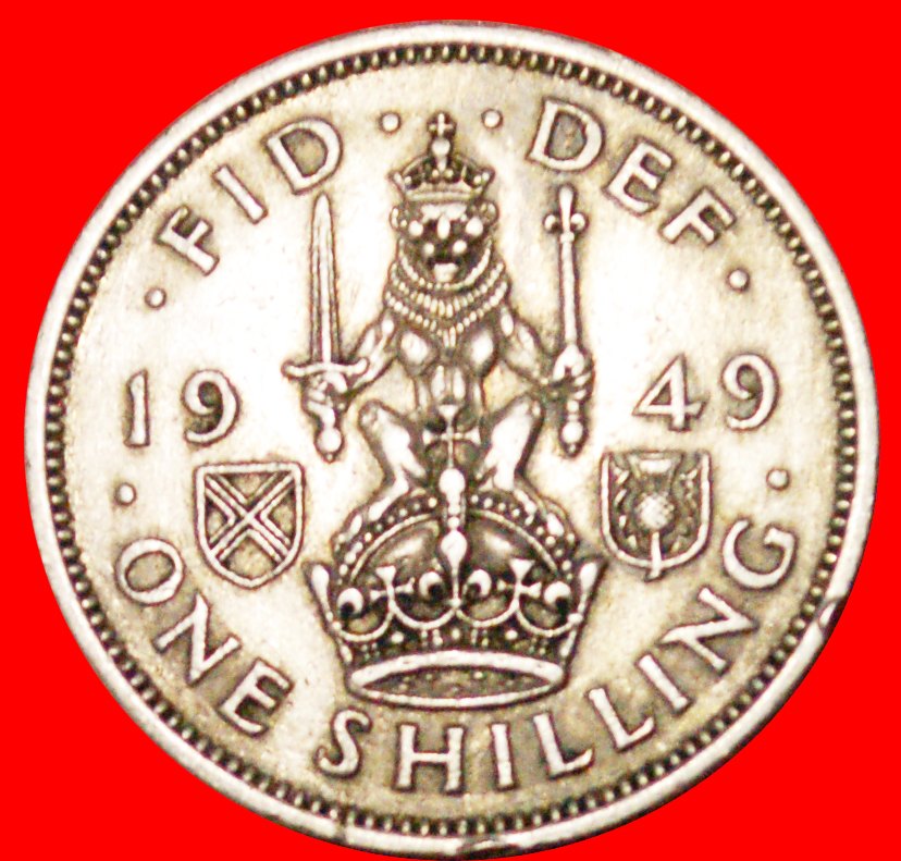  √ SCOTTISH CREST: UNITED KINGDOM ★ 1 SHILLING 1949 GEORGE VI (1936-1952)! LOW START★ NO RESERVE!   