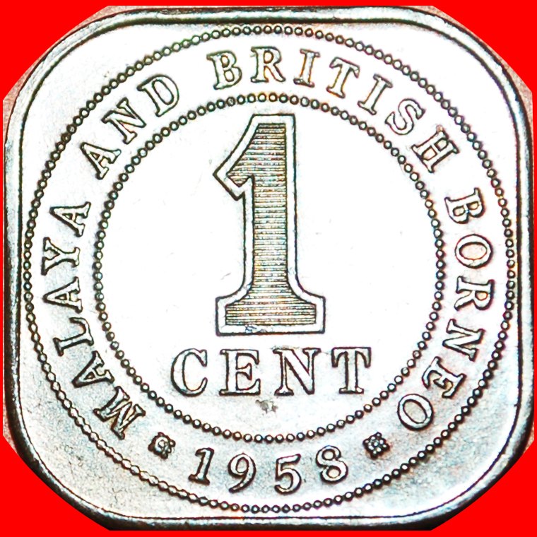  √ GROSSBRITANNIEN: MALAYA UND BRITISCH BORNEO ★ 1 CENT 1958!   