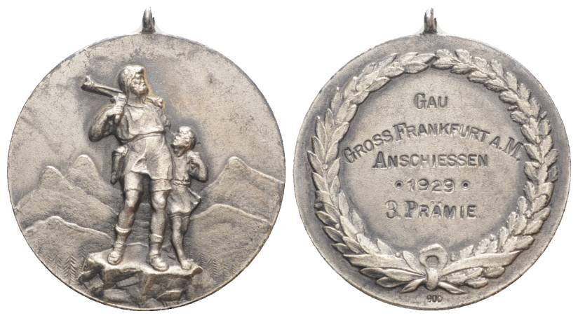  Frankfurt, Silbermedaille, Anschiessen, 1929; 12,97 g; Ø 34 mm   