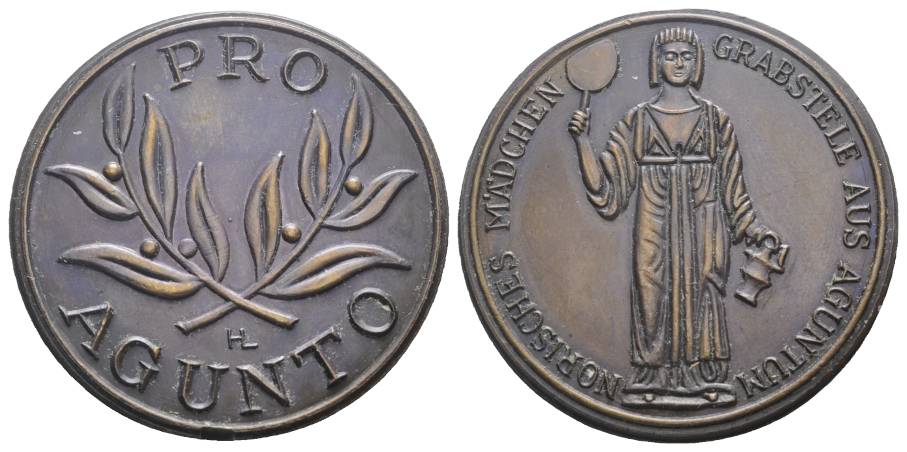  Bronzemedaille Grabstele aus Aguntum Norisches Mädchen / Pro Agunto; 28,64 g; Ø 43 mm   