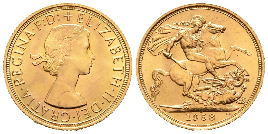 PEUS 9310 Grossbritannien 7,32 g Feingold. Elizabeth II. (1952 - heute) Sovereign GOLD 1958 Vorzüglich