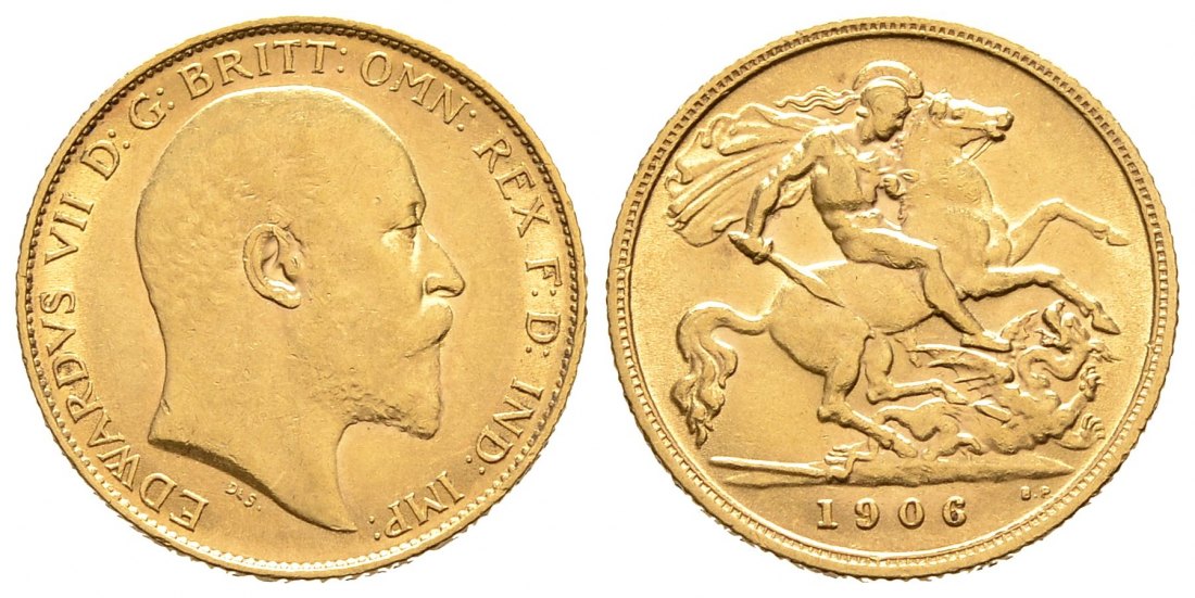 PEUS 9312 Grossbritannien 3,66 g Feingold. Eduard VII. (1901 - 1910) 1/2 Sovereign GOLD 1906 Sehr schön +
