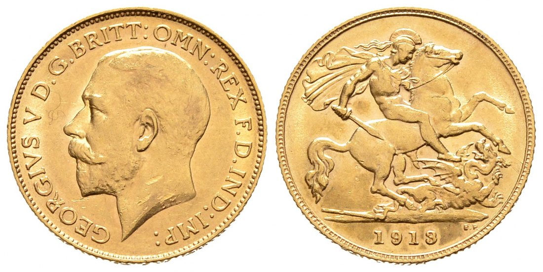 PEUS 9313 Großbritannien 3,66 g Feingold. George V. (1910 - 1936) 1/2 Sovereign GOLD 1913 Kl. Kratzer, fast Vorzüglich