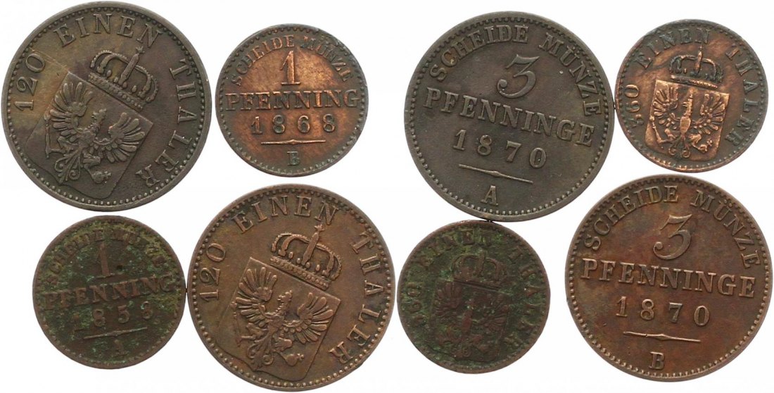  0228 Preußen Lot von 4 Kupfermünzen   