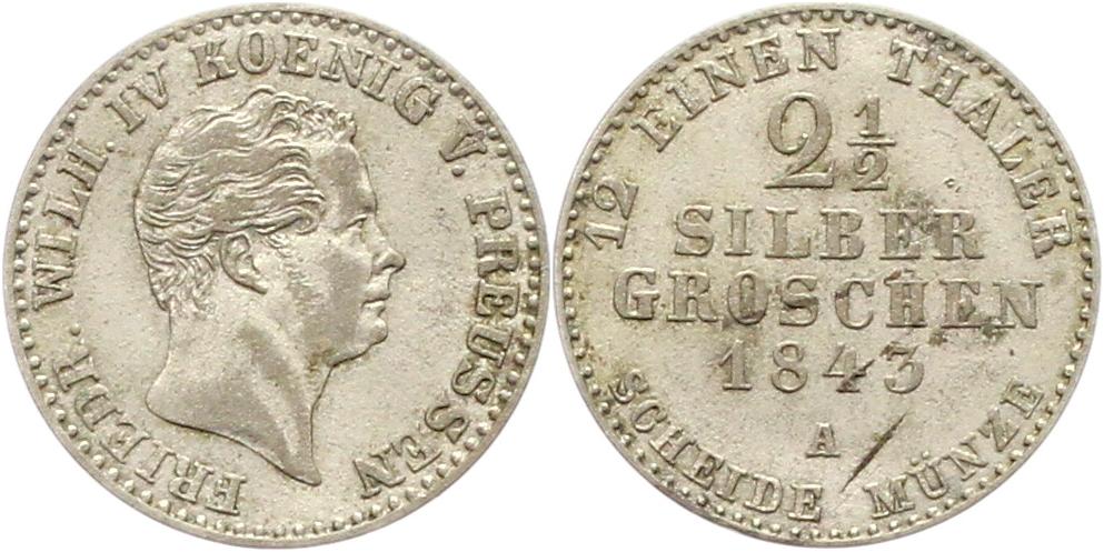  0230 Preußen 2 1/2 Silbergroschen 1843   