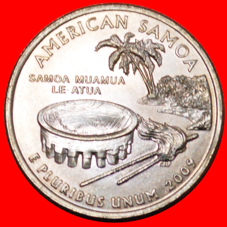  * AMERICAN SAMOA★ USA★ 1/4 DOLLAR 2009P★UNC FROM ROLLS!!START★ NO RESERVE! Washington 1789-1797   