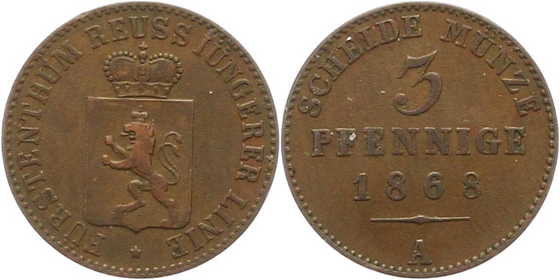  0246 Reuss 3 Pfennig 1868   