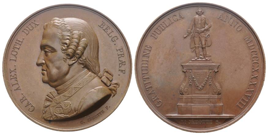  Bronzemedaille, Karl Alexander von Lothringen, Denkmal 1848; 54,58 g; Ø 50 mm   