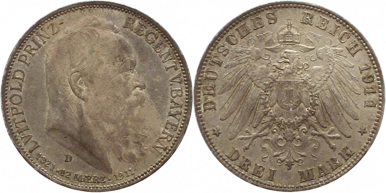  0261 Bayern 3 Mark 1911 Luitpold TOLL   