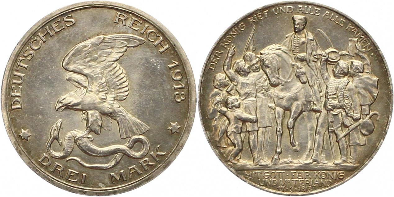  0265 Preußen 3 Mark 1913 der König rief   