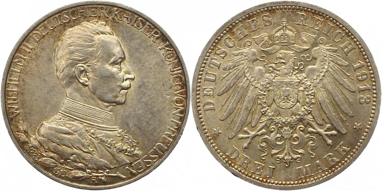  0266 Preußen 3 Mark 1913 Regierungsjubiläum   