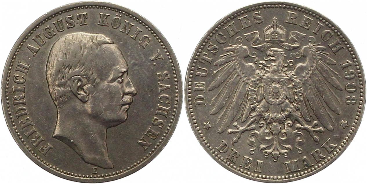 0268 Sachsen 3 Mark 1908   