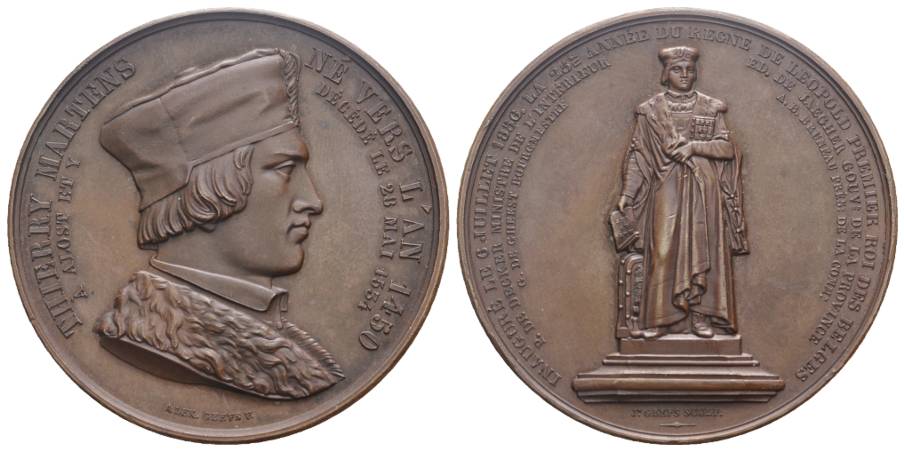  Bronzemedaille auf Denkmal Dirk Martens, gestorben 1534; 72,93 g; Ø 55 mm   