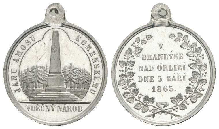 Medaille, J. A. Comenius Denkmal 1865, Aluminium; 6,20 g; Ø 27 mm   