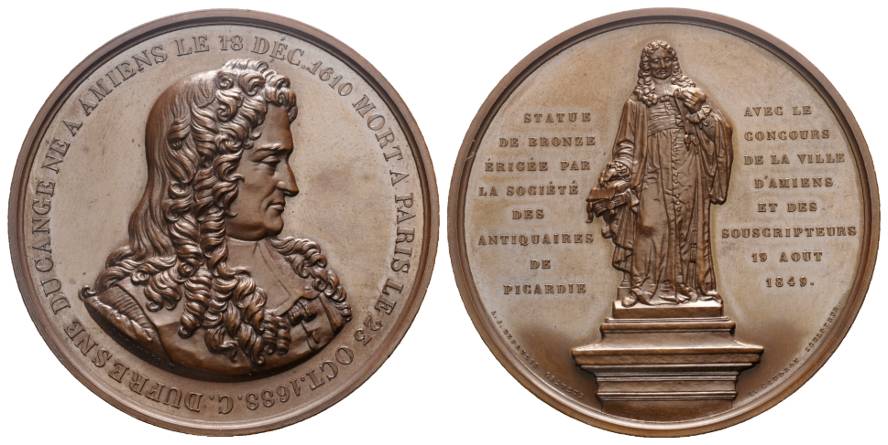  Bronzemedaille 1849 CHARLES DUFRESNE SIEUR DUCANGE AMIENS STÉ À VANNES; 103,8 g; Ø 61 mm   