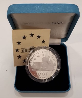  Frankreich  100 Francs  1991  FM-Frankfurt Feingewicht: 19,98g Silber PP   
