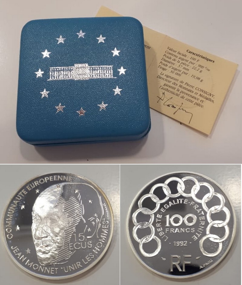  Frankreich  100 Francs  1992  FM-Frankfurt Feingewicht: 19,98g Silber PP   