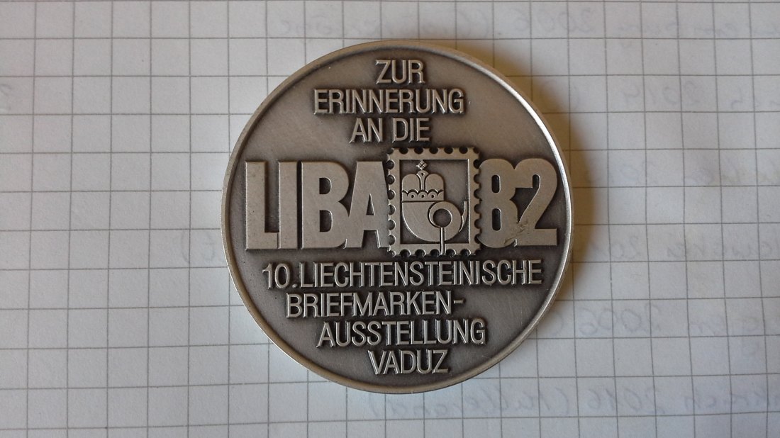 Medaille auf die 10 .Liechtensteinische Briefmarkenausstellung 1982 in Vaduz(g1242)