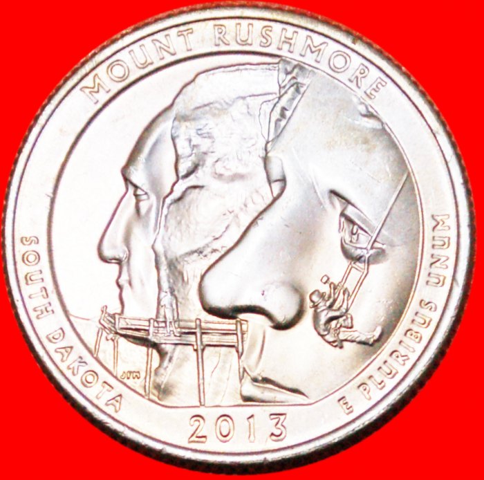  * MOUNT RUCHMORE★ VEREINIGTEN STAATEN USA★1/4 DOLLAR 2013D STG STEMPELGLANZ! Washington (1789-1797)!   