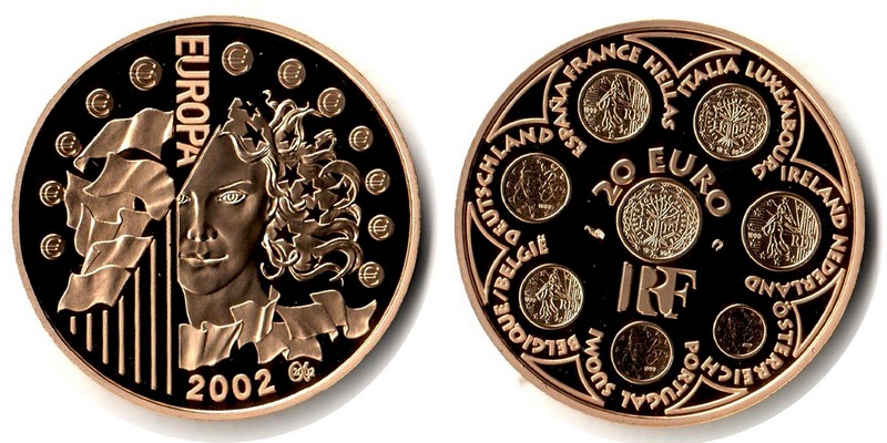 Frankreich MM-Frankreich Feingewicht: 15,64g Gold 20 EURO 2002 PP