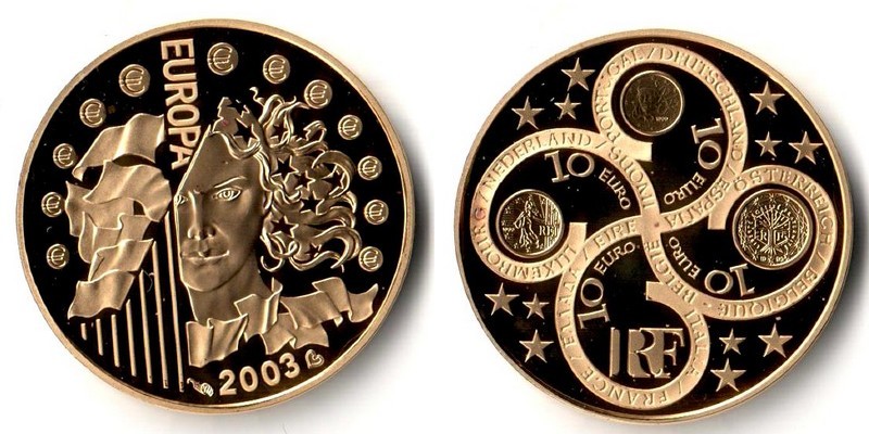 Frankreich MM-Frankreich Feingewicht: 7,77g Gold 10 EURO 2003 PP