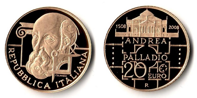  Italien  20 EURO  2008  MM-Frankfurt Feingewicht: 5,8g Gold  (Gedenkmünze) PP   