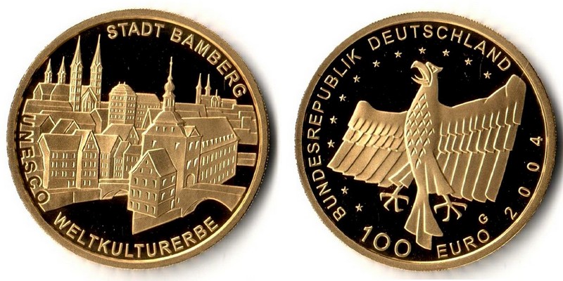 BRD MM-Frankfurt  Feingewicht: 15,55g Gold 100 EUR (Bamberg) 2004 G stgl.