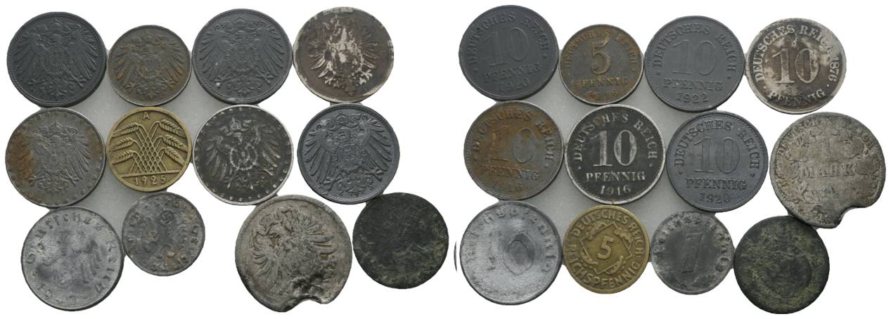  Weimarer Republik, 12 Kleinmünzen   