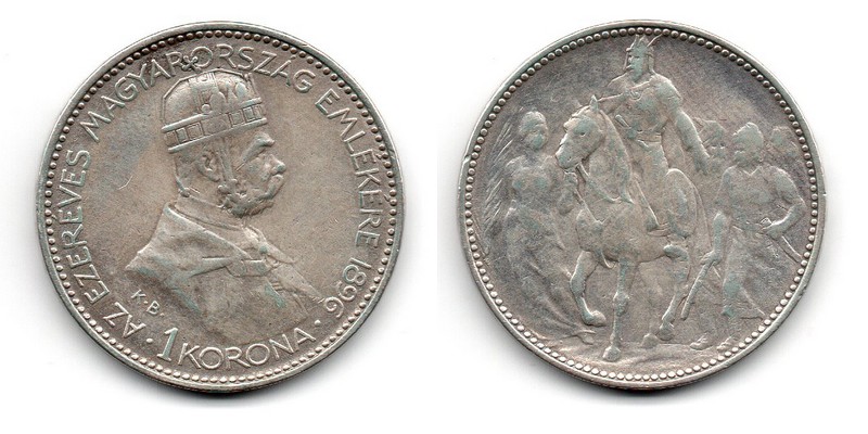  Ungarn  1 Krone  1896  FM-Frankfurt Feingewicht: 4,18g  Silber sehr schön   