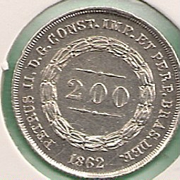  Brasilien - 200 Reis 1862   