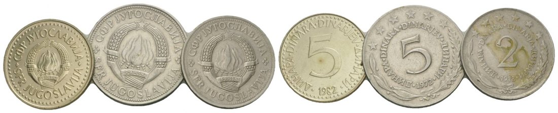  Jugoslawien, 3 Kleinmünzen   