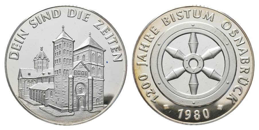  Silbermedaille 1980, 1200 Jahre Bistum Osnabrück, 0,986 Ag, Ø= 40mm, 25,37g; PP   