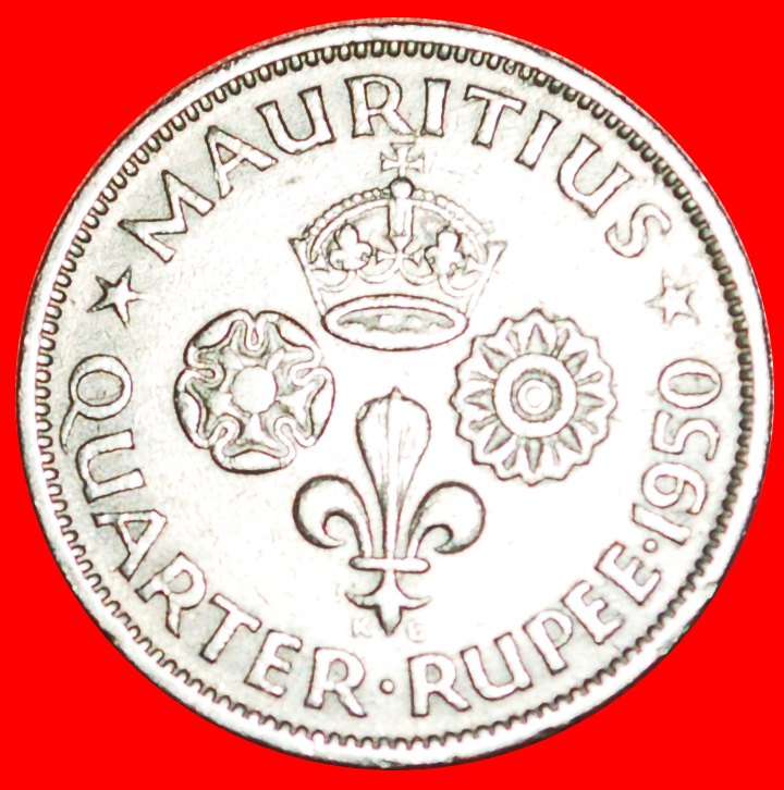  √ GROSSBRITANNIEN: MAURITIUS ★ 1/4 RUPEE 1950! Georg VI (1937-1952)   