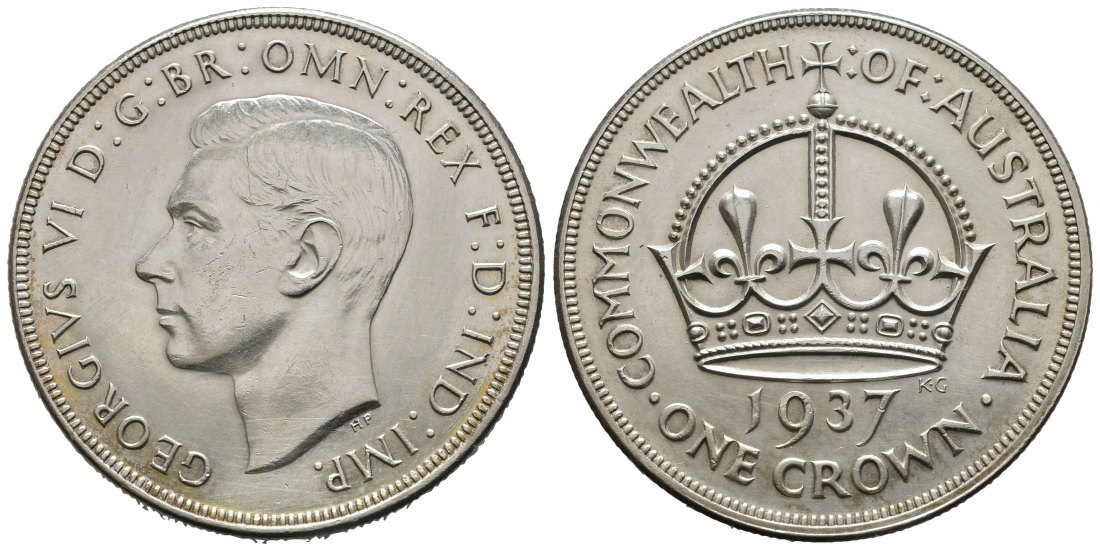 PEUS 9392 Großbritannien 14,14 g Feinsilber. George VI. (1936 - 1952) Crown SILBER 1937 Sehr schön / Vorzüglich