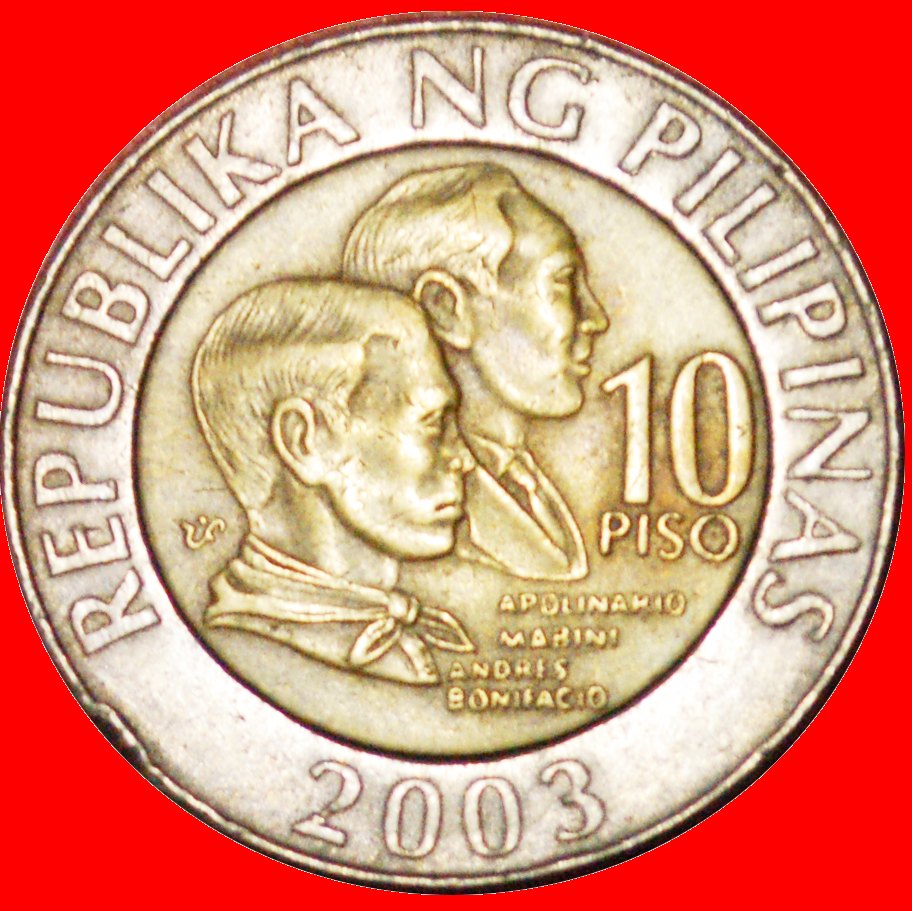  # BANK 1993: PHILIPPINEN ★ 10 PISO 2003 ENTDECKUNG MÜNZE! Emilio Aguinaldo (1869-1964)   