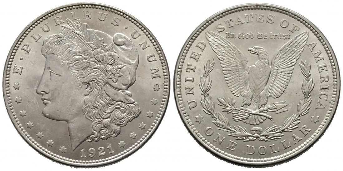 PEUS 9427 USA 24,06 g Feinsilber. Morgan Dollar SILBER 1921 Sehr schön +