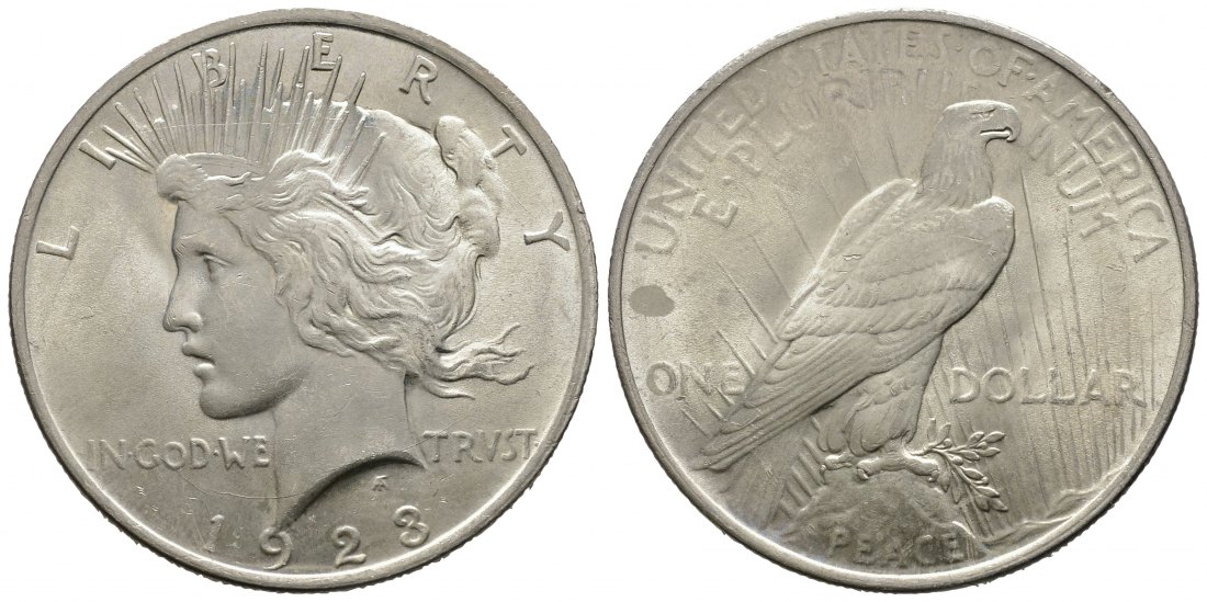 PEUS 9428 USA 24,05 g Feinsilber Peace Dollar 1923 Vorzüglich / Stempelglanz