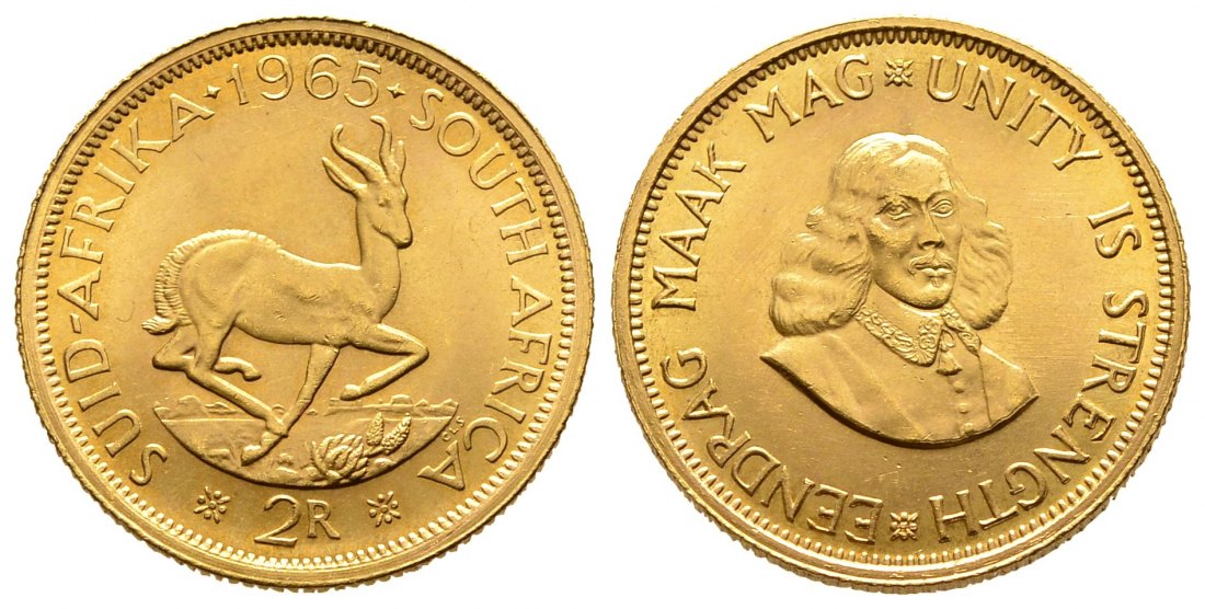 PEUS 9434 Südafrika 7,32 g Feingold 2 Rand GOLD 1965 Vorzüglich