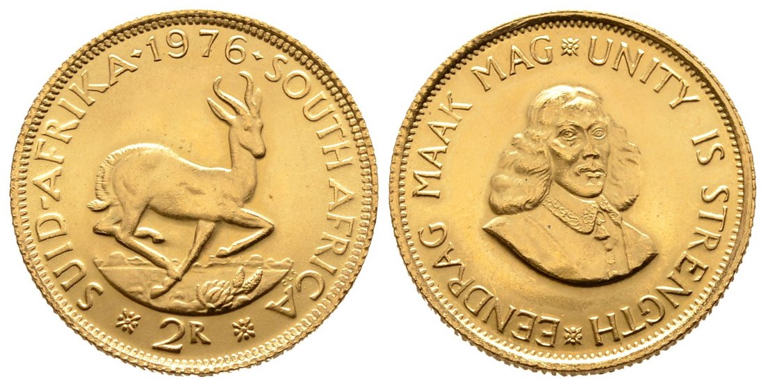 PEUS 9444 Südafrika 7,32 g Feingold 2 Rand GOLD 1976 Winzige Kratzer, Vorzüglich
