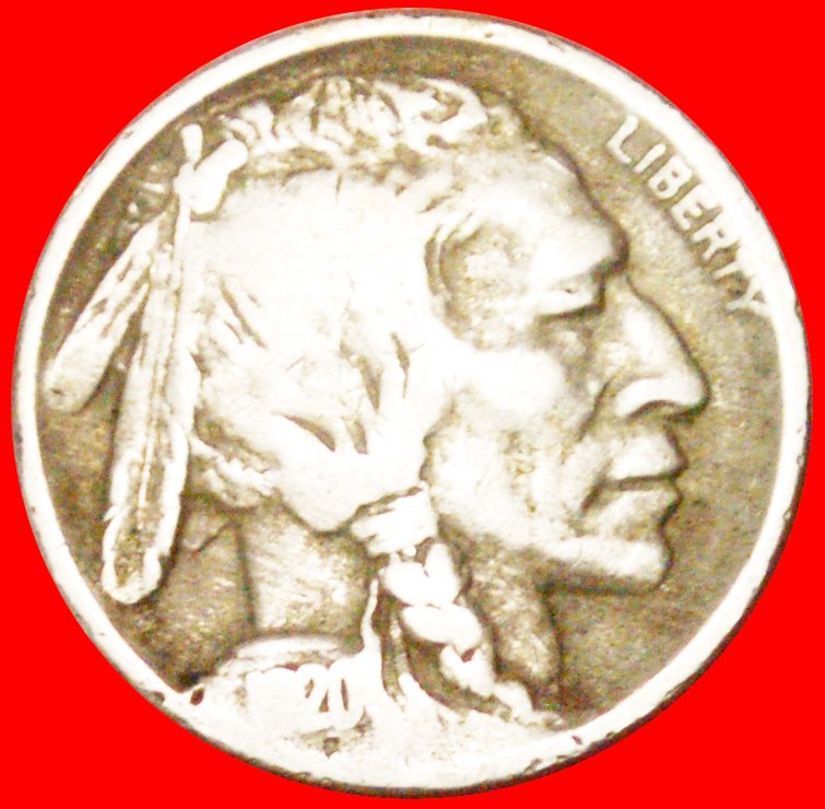  # KOPF INDIANERS (1913-1938): USA VEREINIGTEN STAATEN ★ 5 CENTS 1920D SELTEN JAHR!   