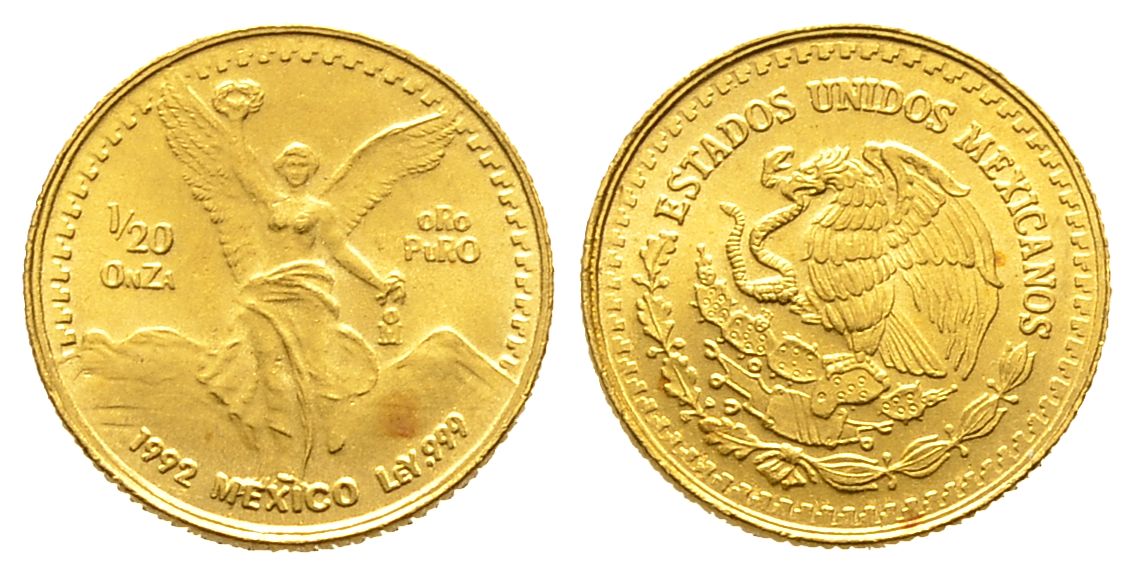 PEUS 9453 Mexiko 1,56 g Feingold. 1/20 Unze GOLD 1992 Stempelglanz