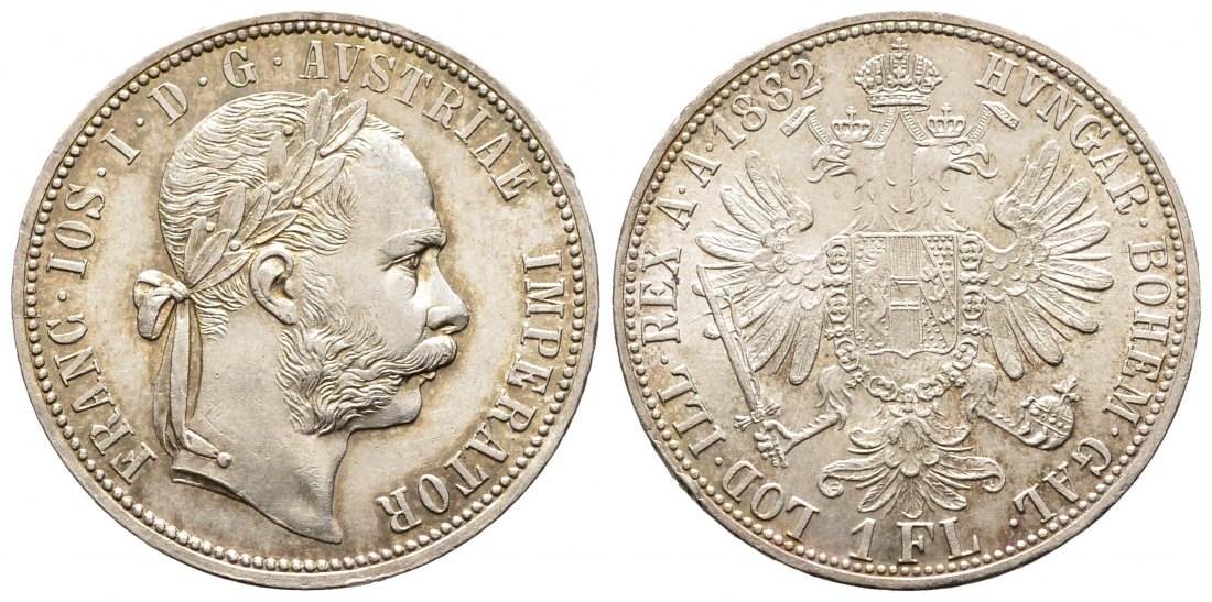 PEUS 9466 Österreich 11,1 g Feinsilber. Franz Joseph I. (1848 - 1916) Florin 1882 Sehr schön
