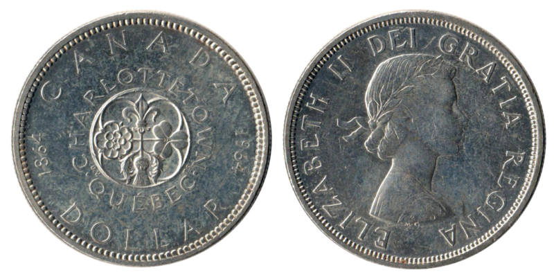  Kanada  1 Dollar  1964   Charlottetown   FM-Frankfurt  Feingewicht: 18,66g   Silber   