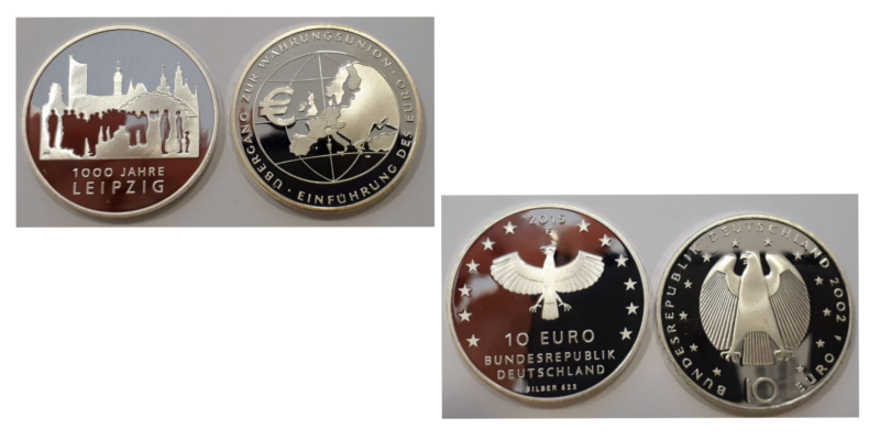  BRD 2x10 Euro 2015/02    Leipzig/Introduction Euro FM-Frankfurt  Feingewicht: insg. 26,65g  Silber   