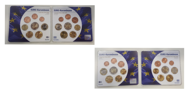  Finnland/Griechenland  2x Euro-Kursmünzensatz 2013 / 2002 - 2016   FM-Frankfurt   