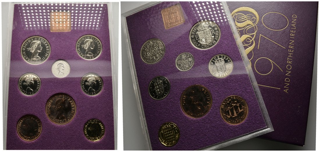 PEUS 9517 Großbritannien Originalverpackung + Zertifikat KMS (8 Münzen) 1970 Proof