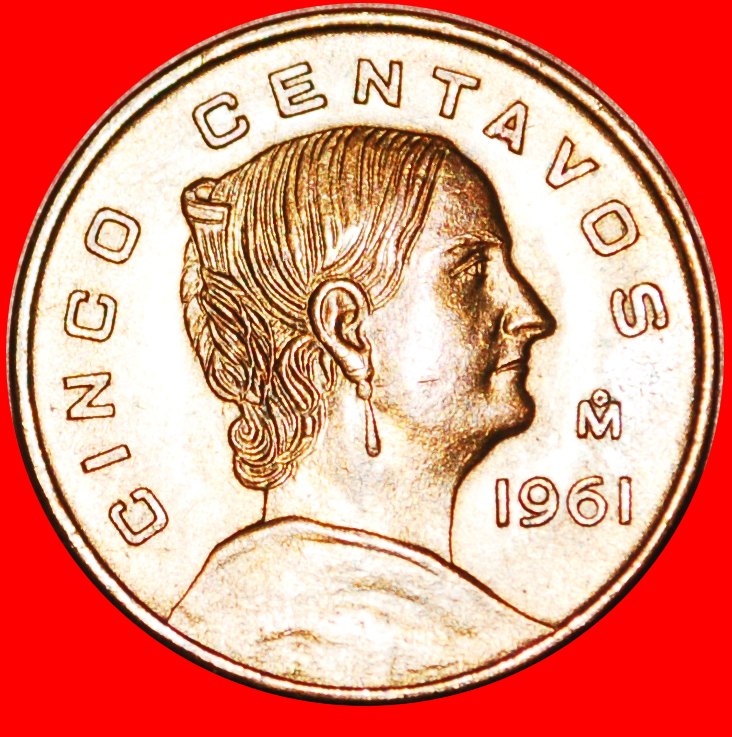  # LA CORREGIDORA (1773-1829): MEXICO ★ 5 CENTAVOS 1961 MINT LUSTER! LOW START ★ NO RESERVE!   