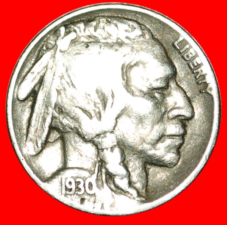 # KOPF INDIANERS (1913-1938): VEREINIGTEN STAATEN USA ★ 5 CENTS 1930 SCHWARZER DIAMANT (1893-1915)!
