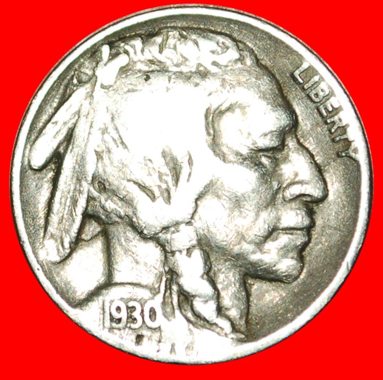  # KOPF INDIANERS (1913-1938): VEREINIGTEN STAATEN USA ★ 5 CENTS 1930 SCHWARZER DIAMANT (1893-1915)!   